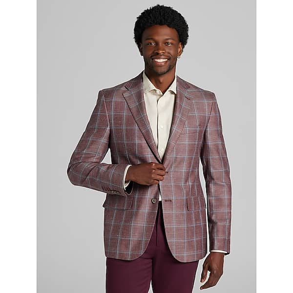 Joseph Abboud Men's Classic Fit Wool Blend Windowpane Sport Coat Orchid Windowpane - Size: 42 Regular TMW17EV42260