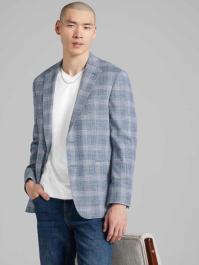 Joseph Abboud Modern Fit Wool Blend Plaid Sport Coat