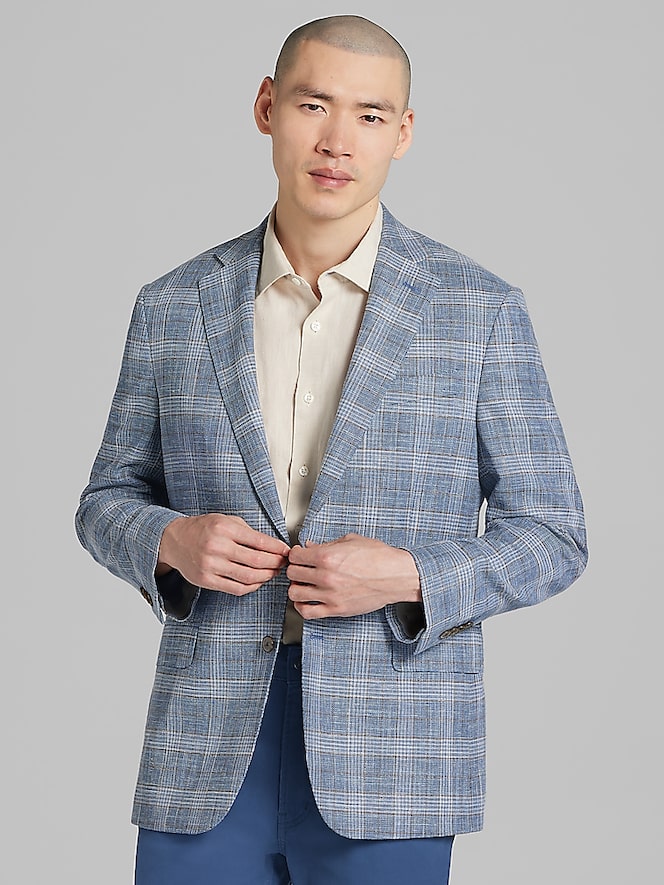 Joseph Abboud Modern Fit Wool Blend Plaid Sport Coat
