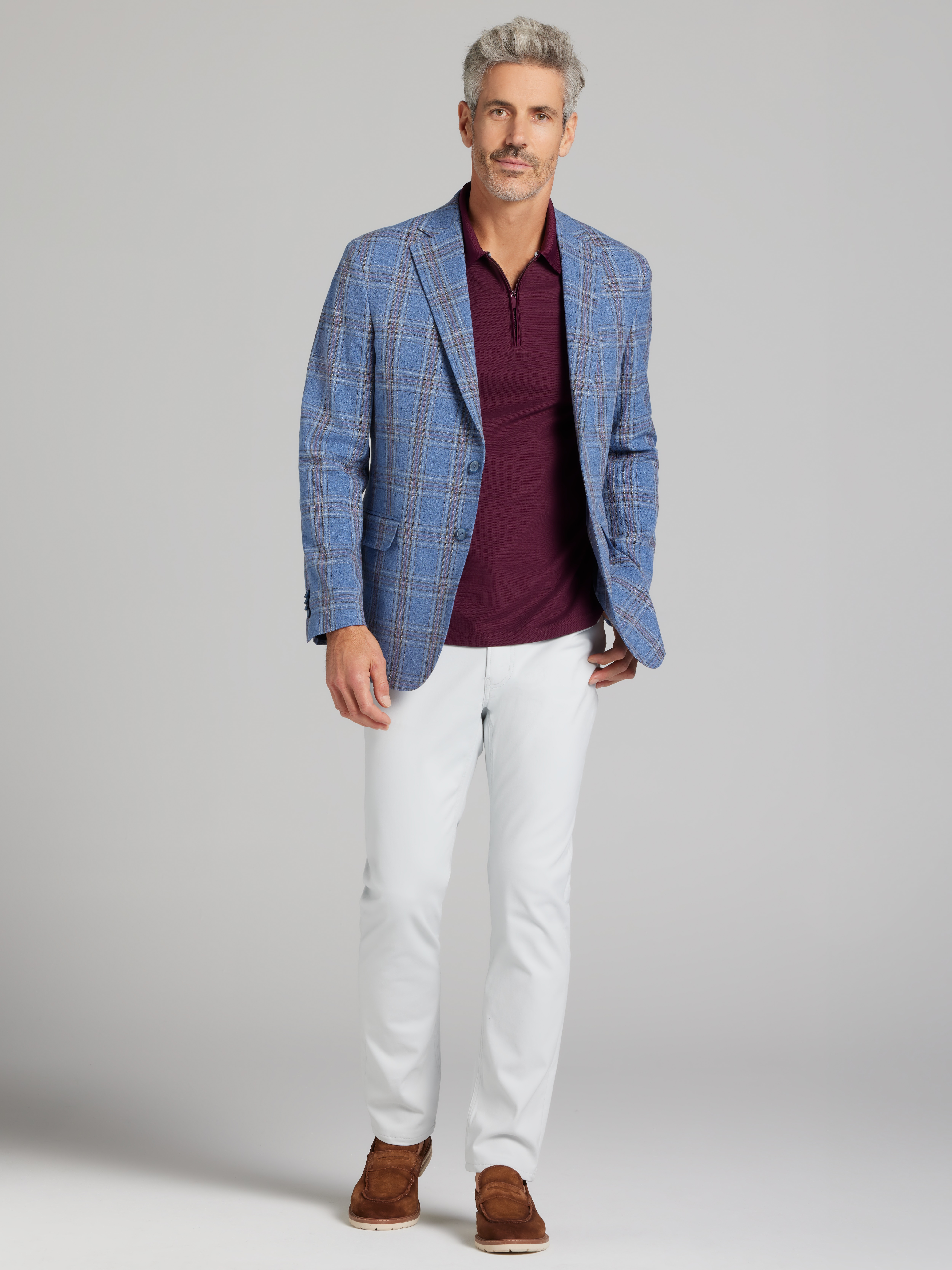 Modern Fit Plaid Sport Coat