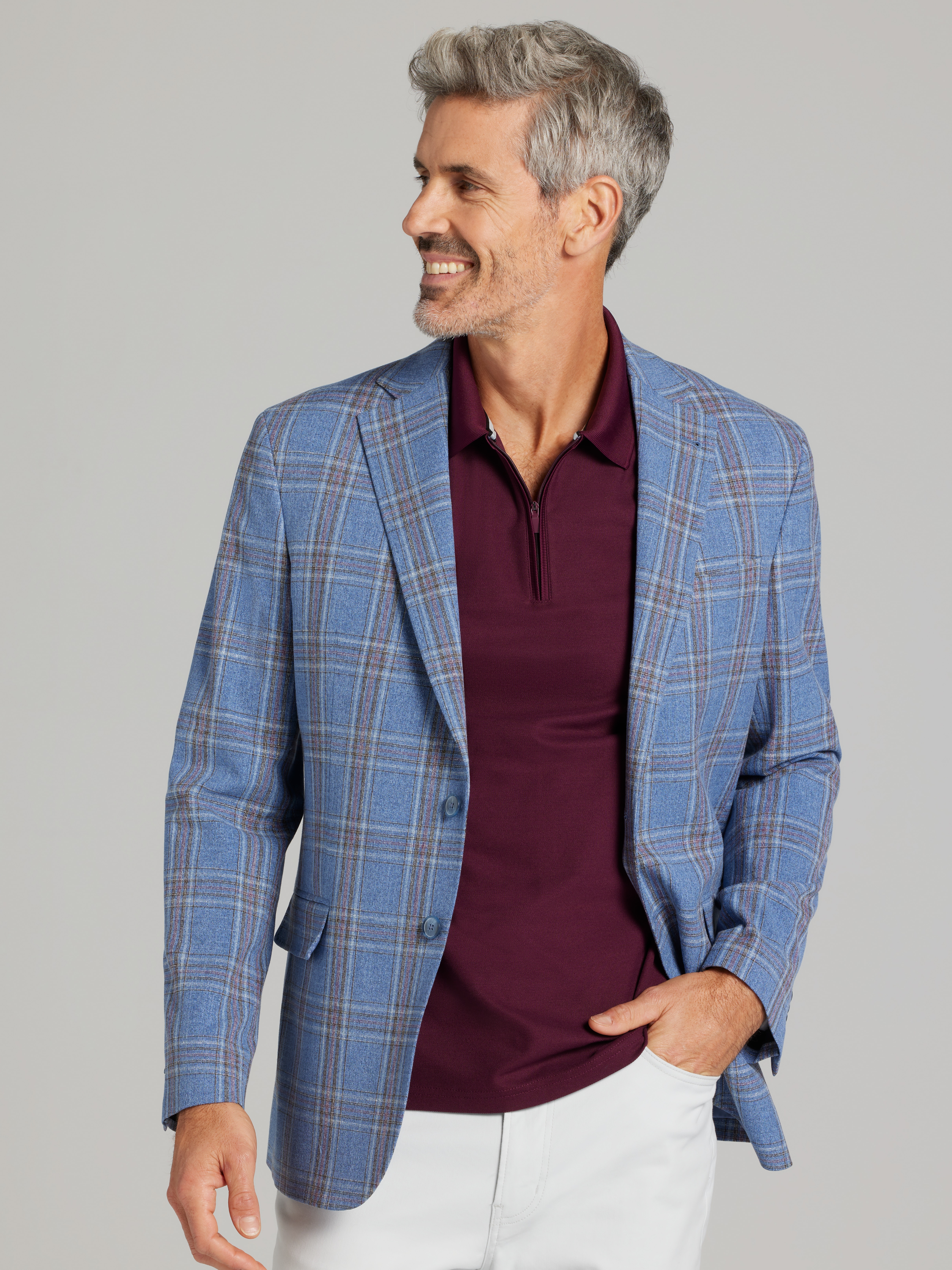 Modern Fit Plaid Sport Coat