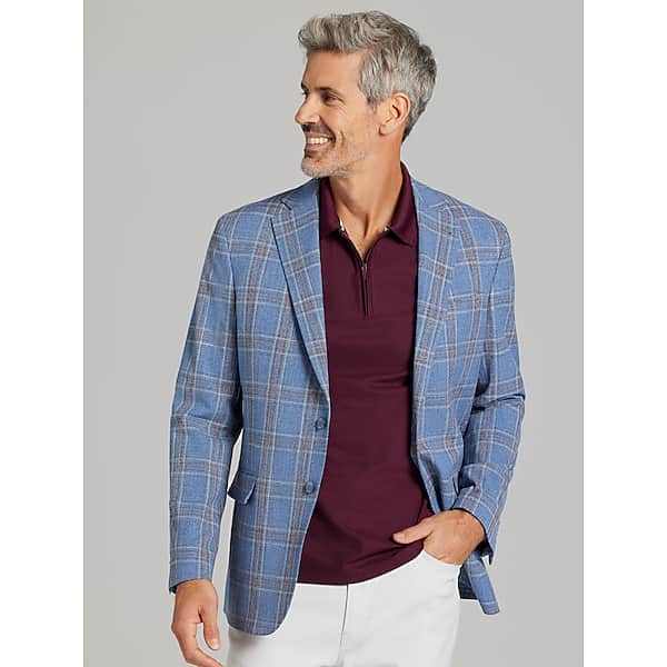 JOE Joseph Abboud Men's Modern Fit Plaid Sport Coat Blue Plaid - Size: 42 Long TMW17F242367