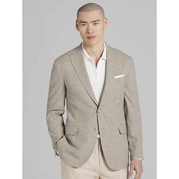 JOE Joseph Abboud Men's Modern Fit Plaid Sport Coat Tan Plaid - Size: 42 Long TMW17F442365