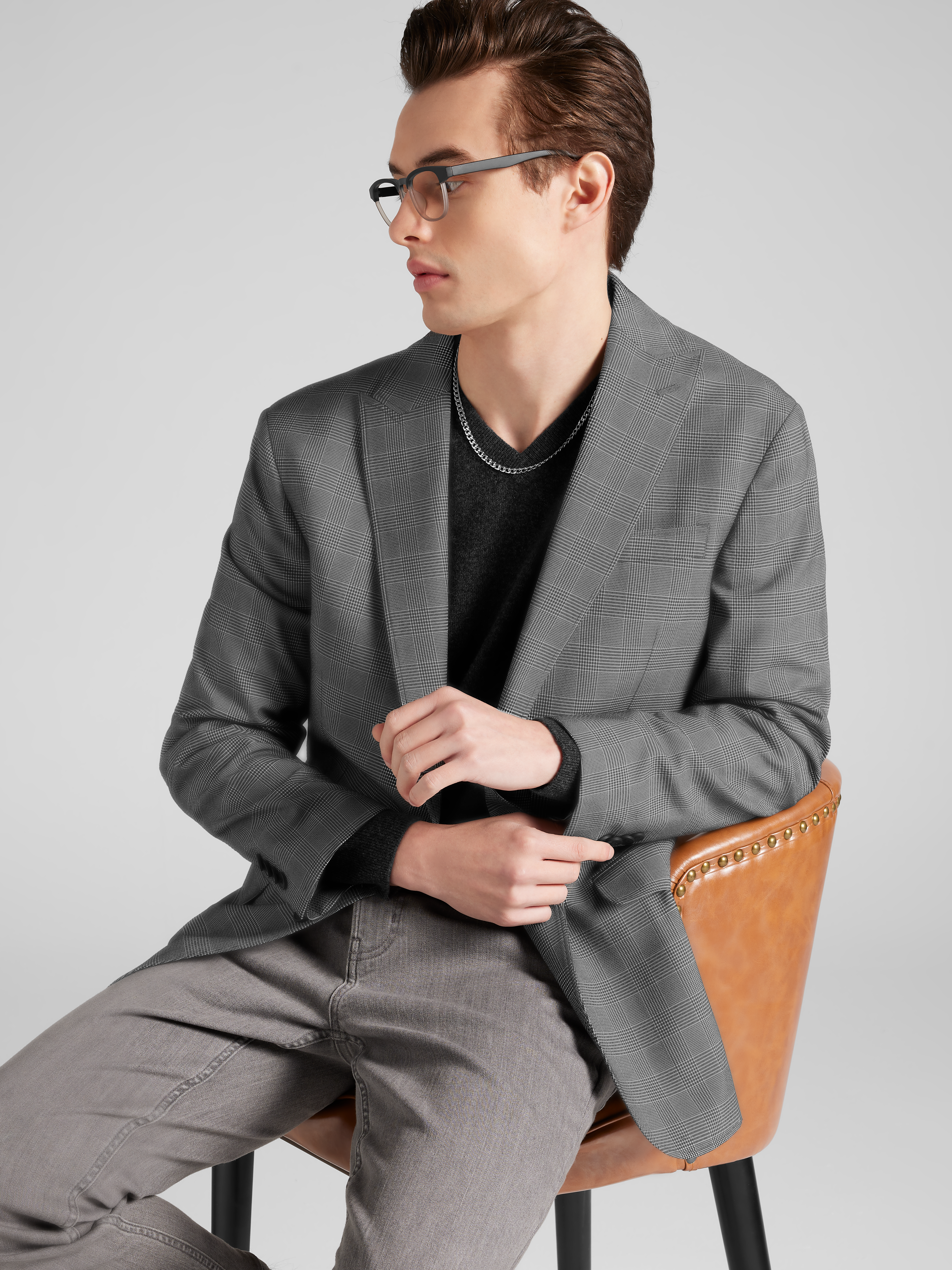 Modern Fit Plaid Seersucker Sport Coat