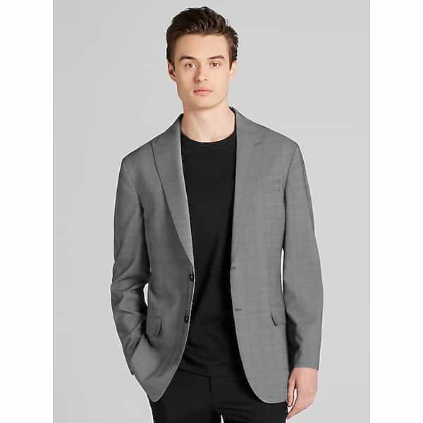Awearness Kenneth Cole Big & Tall Men's Modern Fit Plaid Seersucker Sport Coat Black/White Plaid Seersucker - Size: 54 Long TMW17FJ54362