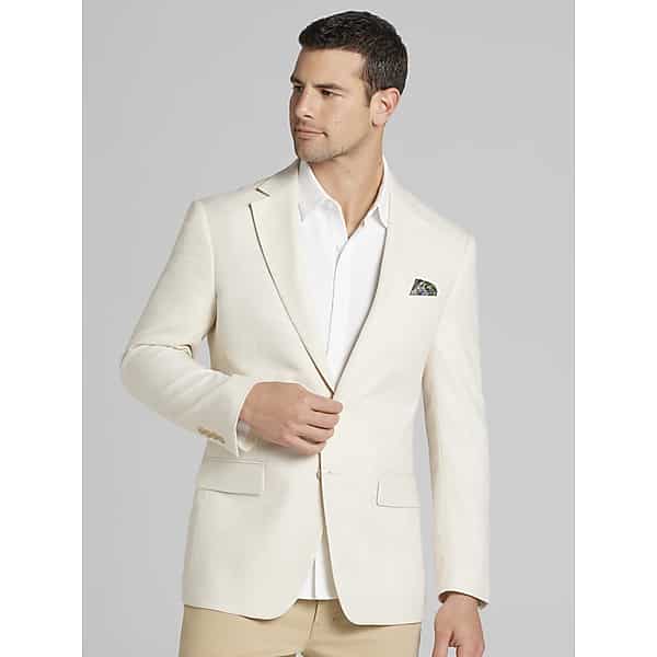 Wilke-Rodriguez Big & Tall Men's Modern Fit Sport Coat Ivory - Size: 52 Regular