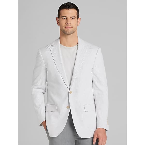 JOE Joseph Abboud Big & Tall Men's Modern Fit Seersucker Sport Coat Grey/White - Size: 50 Long TMW17FR50304