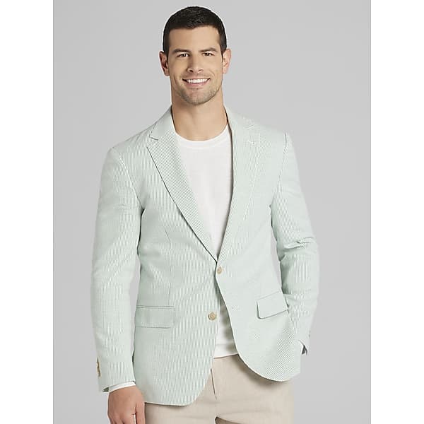 JOE Joseph Abboud Men's Modern Fit Seersucker Sport Coat Green/White - Size: 40 Regular TMW17FP40230