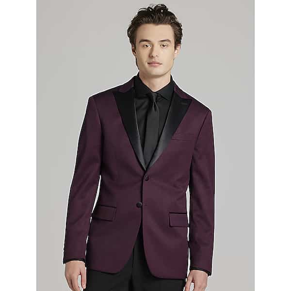 Egara Men's Slim Fit Dinner Jacket Dark Purple Wine - Size: 48 Regular TMW17G548206