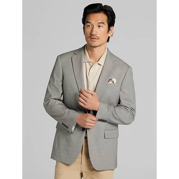 Wilke-Rodriguez Men's Modern Fit Houndstooth Sport Coat Black/Taupe Houndstooth