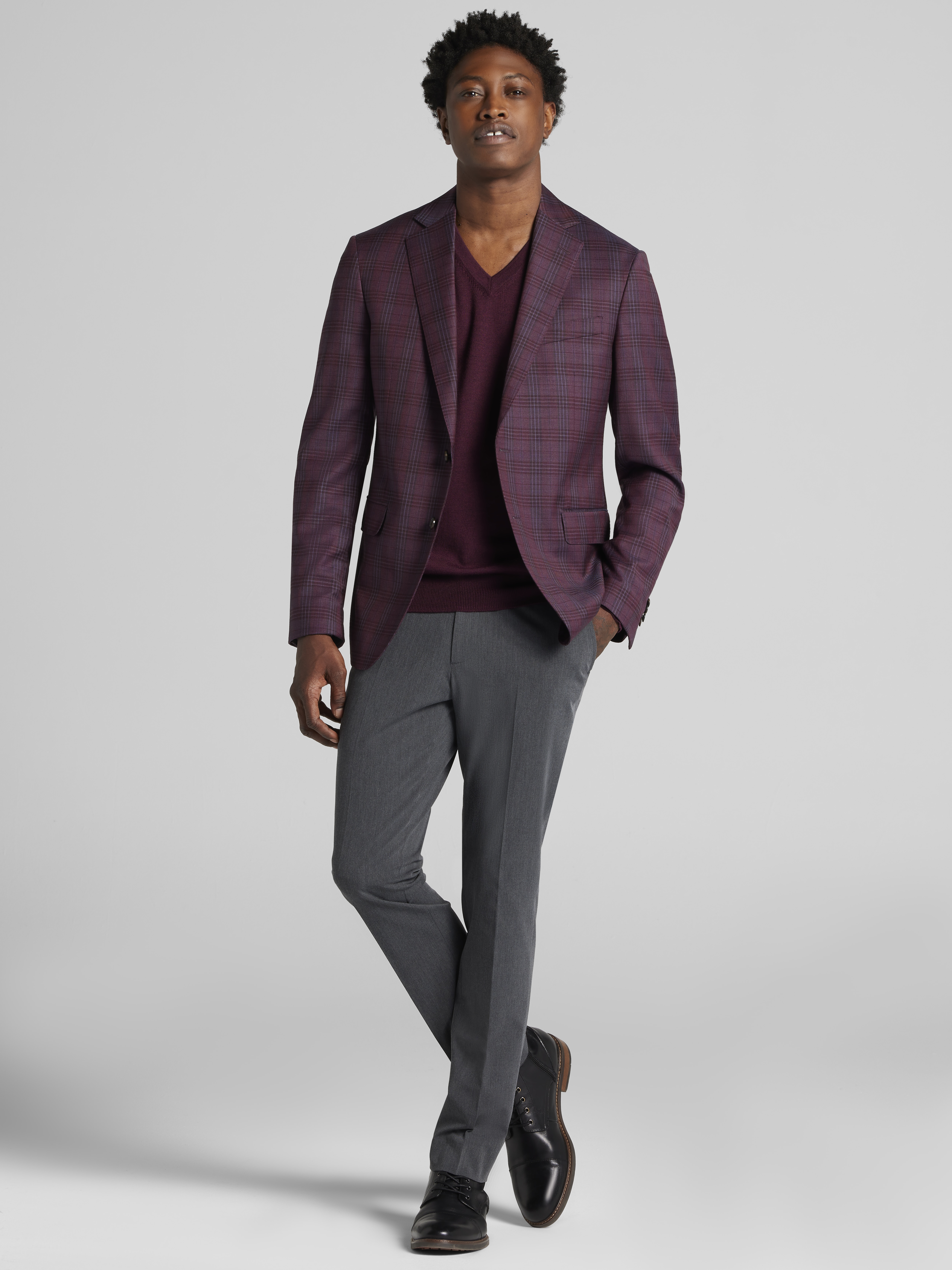 Modern Fit Plaid Sport Coat