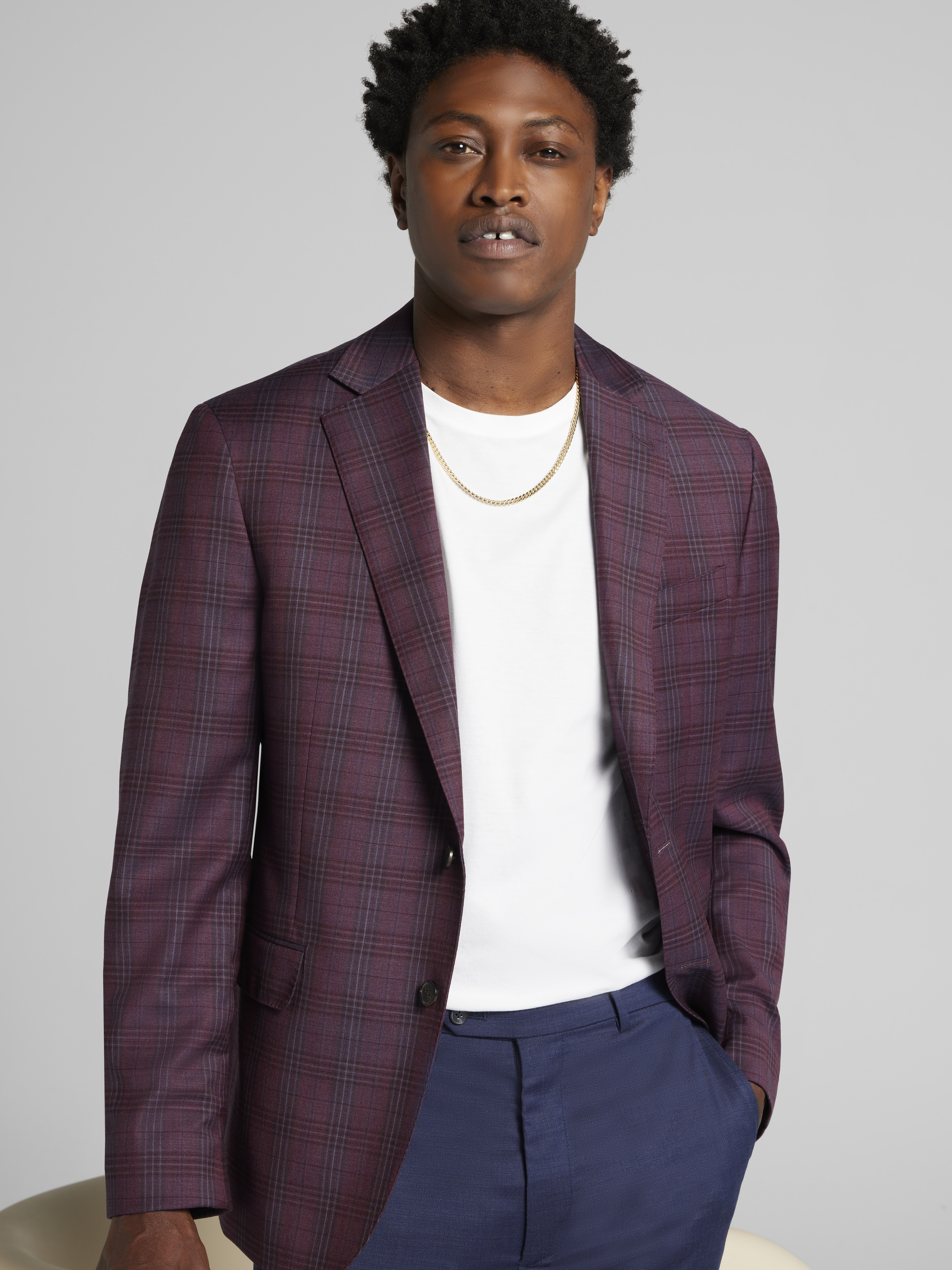 Modern Fit Plaid Sport Coat