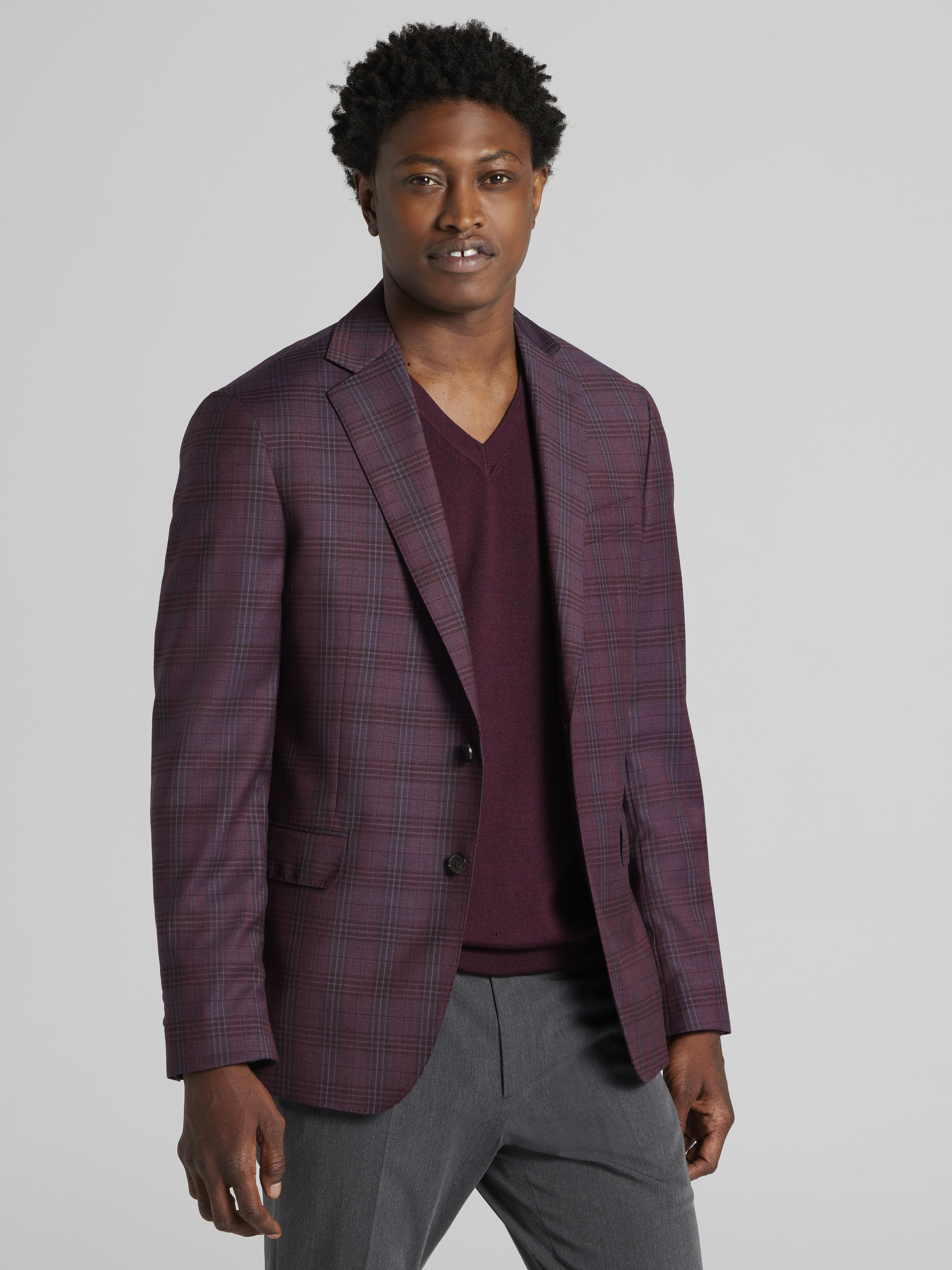 Modern Fit Plaid Sport Coat