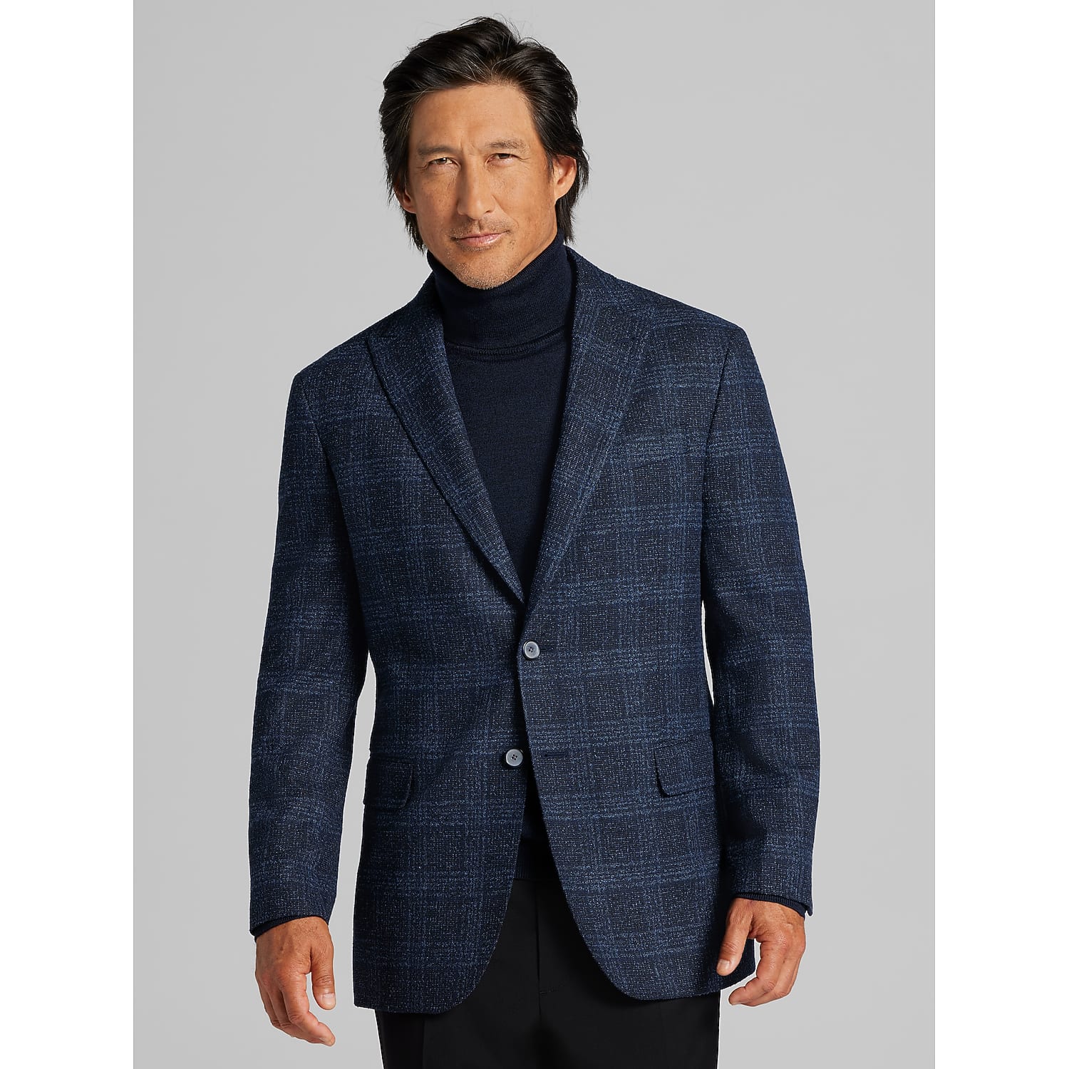 Joseph Abboud Modern Fit Plaid Sport Coat in Blue – Men’s Tailored Jacket Size 44 Regular for Business Casual and Dress Wear