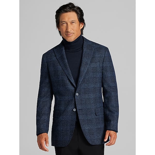 Joseph Abboud Men's Modern Fit Plaid Sport Coat Blue Plaid - Size: 52 Long TMW17GX52367