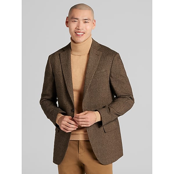 Wilke-Rodriguez Men's Modern Fit Herringbone Sport Coat Brown Herringbone - Size: 44 Short