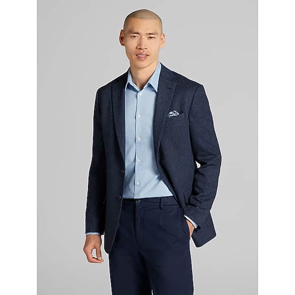 Wilke-Rodriguez Men's Modern Fit Herringbone Jacket Blue Herringbone - Size: 42 Regular