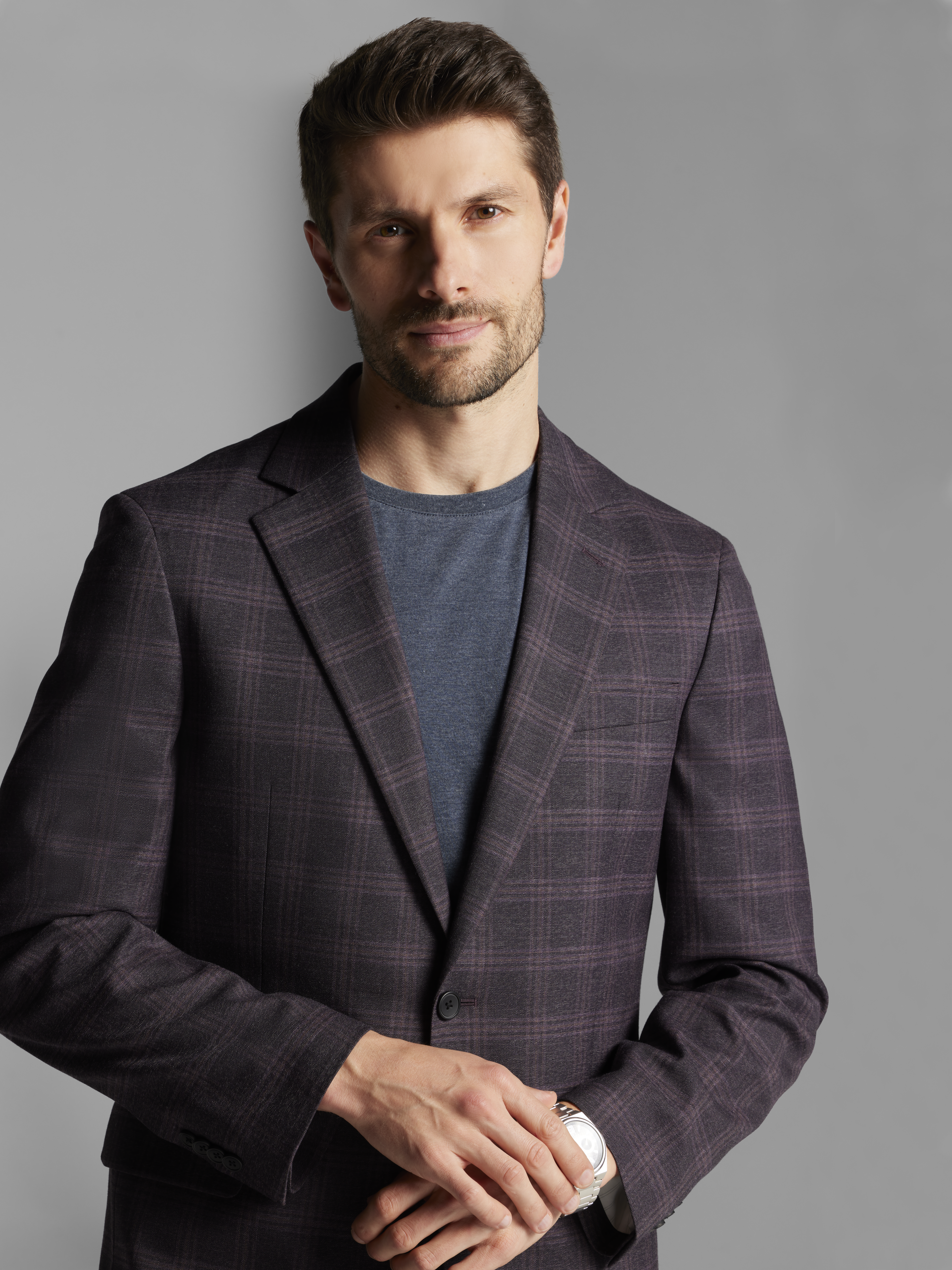 Modern Fit Plaid Sport Coat