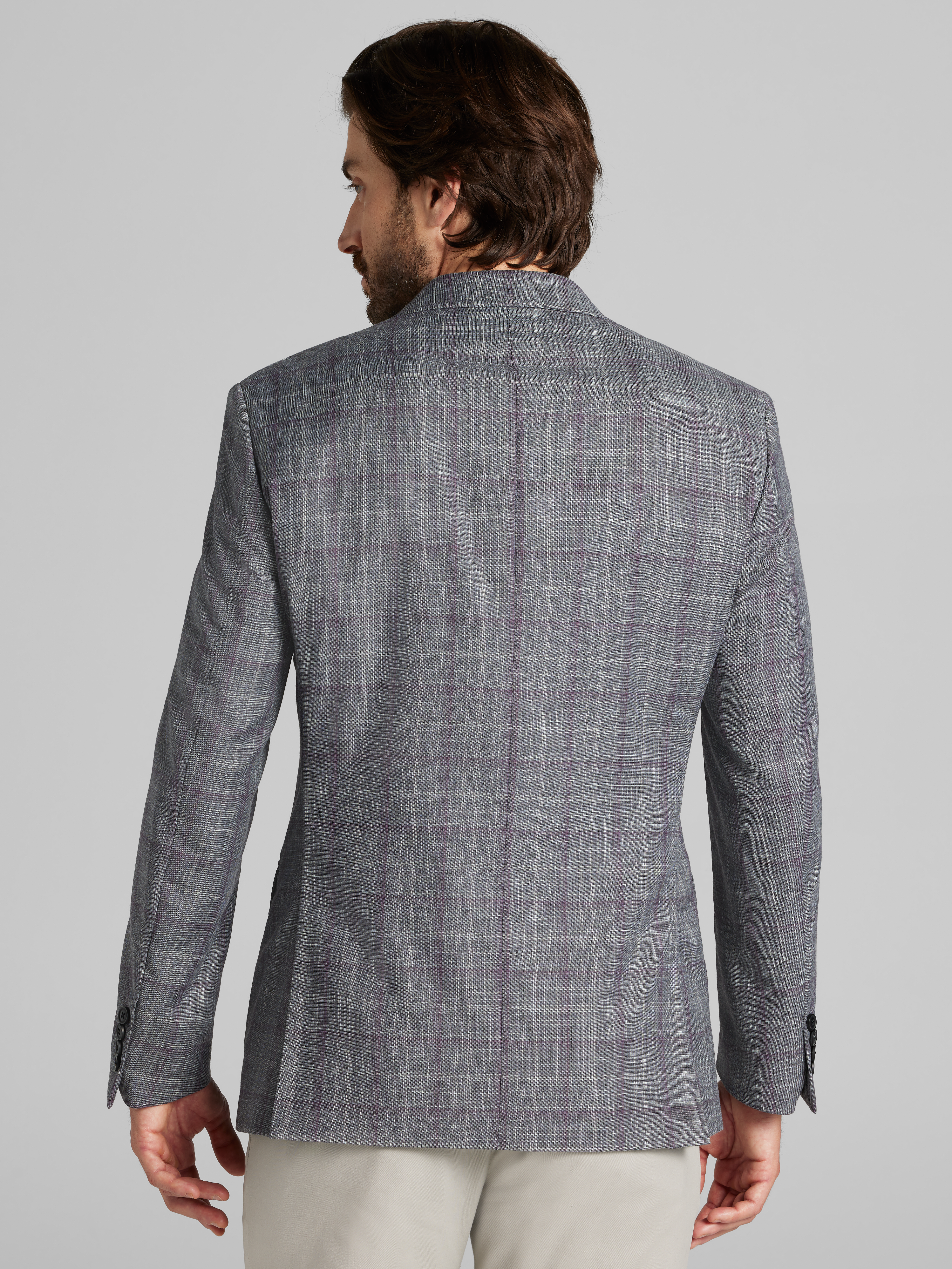 Slim Fit Wool Blend Plaid Sport Coat