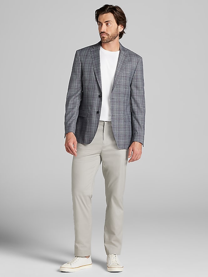 Calvin Klein Slim Fit Wool Blend Plaid Sport Coat