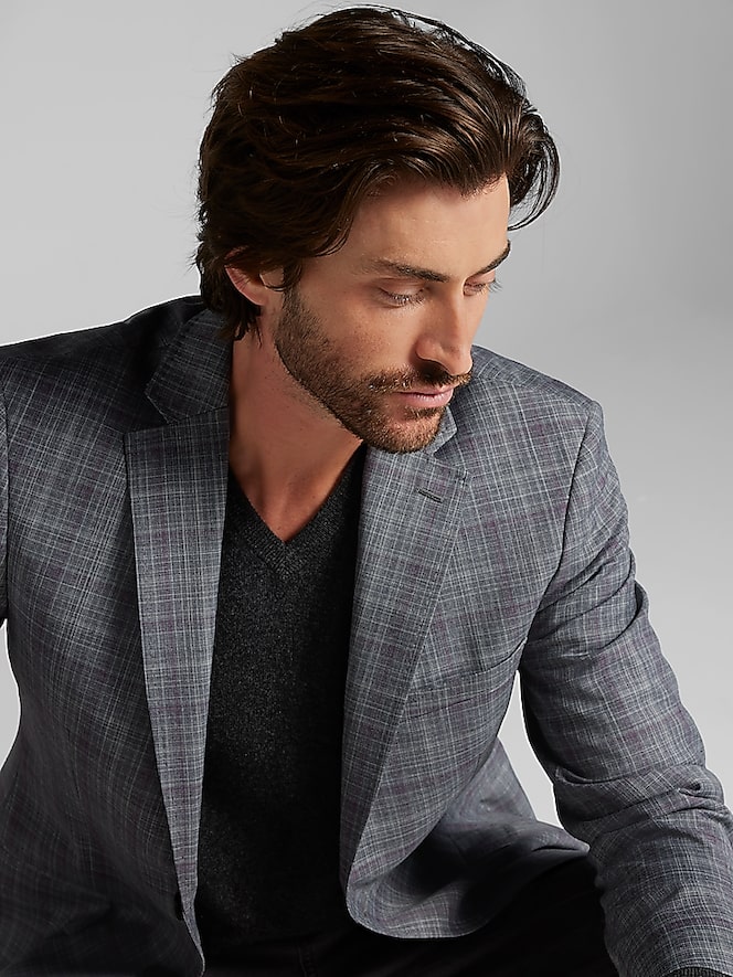 Calvin Klein Slim Fit Wool Blend Plaid Sport Coat