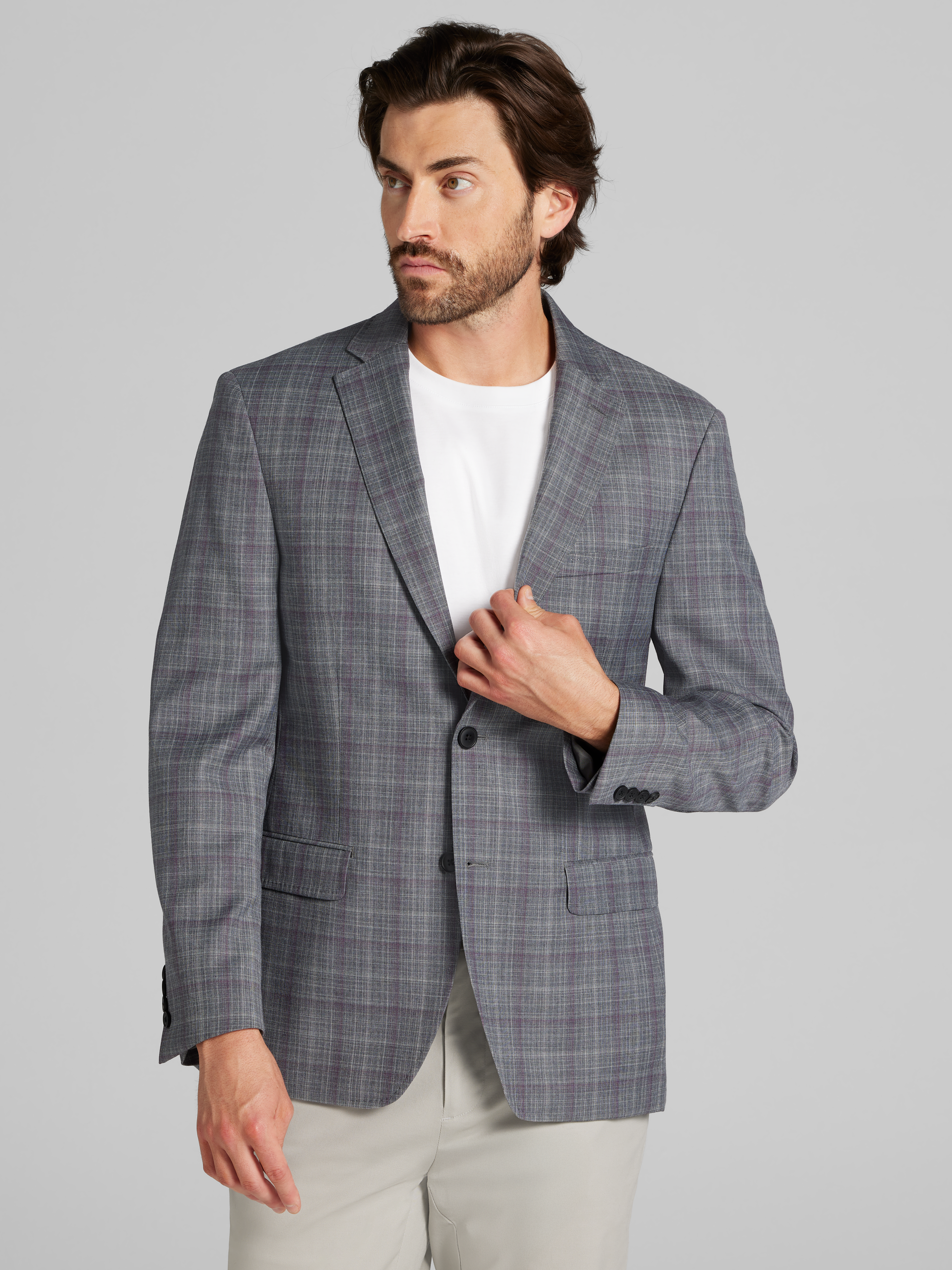 Slim Fit Wool Blend Plaid Sport Coat
