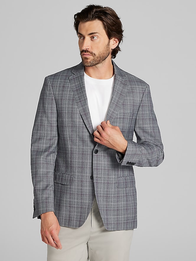 Calvin Klein Slim Fit Wool Blend Plaid Sport Coat