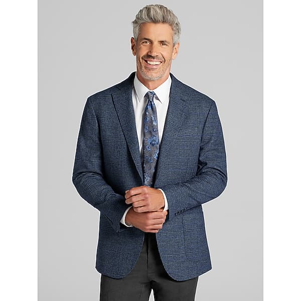 Wilke-Rodriguez Men's Modern Fit Plaid Sport Coat Navy Plaid - Size: 40 Short