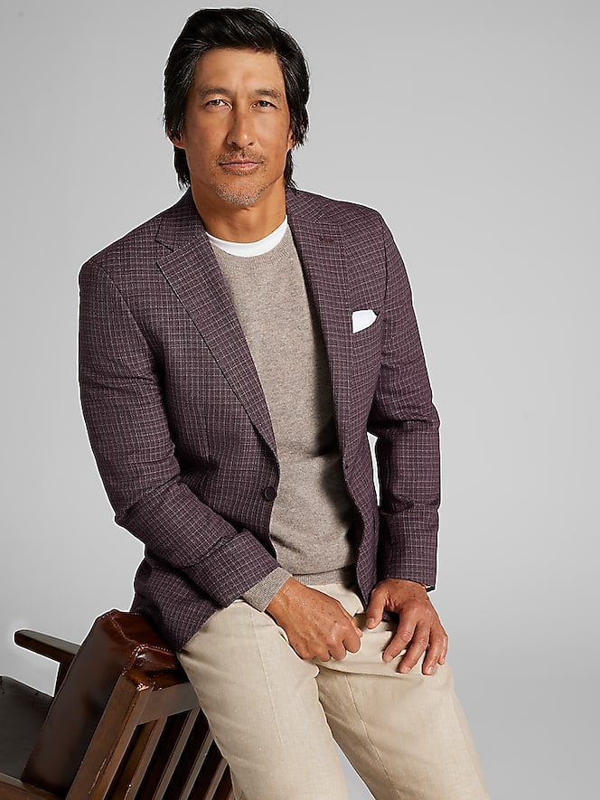 Calvin Klein Slim Fit Wool Blend Check Sport Coat