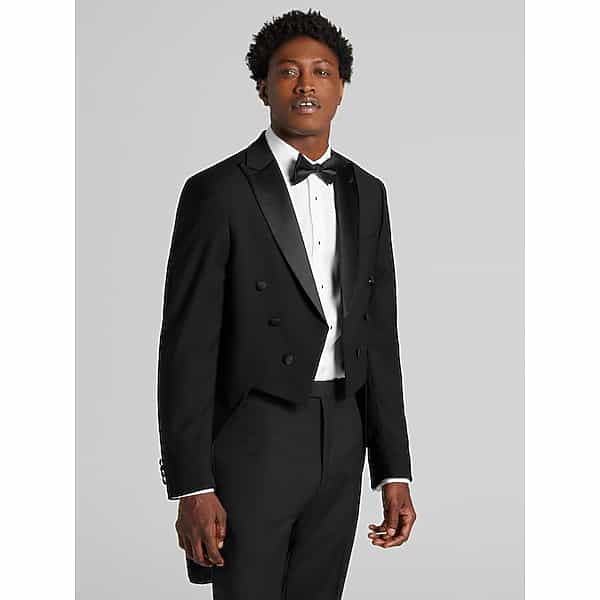 Pronto Uomo Platinum Men's Modern Fit Premium Wool Blend Tailcoat Dinner Jacket Black Solid - Size: 44 Short - Only Available at Men's Wearhouse