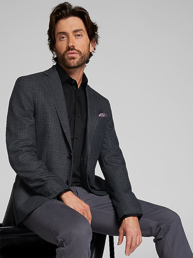 Calvin Klein Slim Fit Wool Blend Check Sport Coat