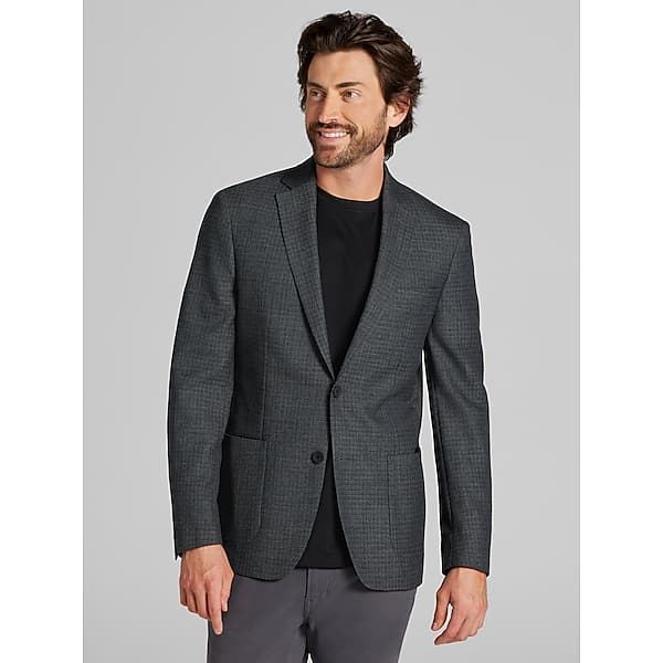 Calvin Klein Men's Slim Fit Wool Blend Check Sport Coat Grey/Charcoal Check - Size: 38 Short TMW17JR38195