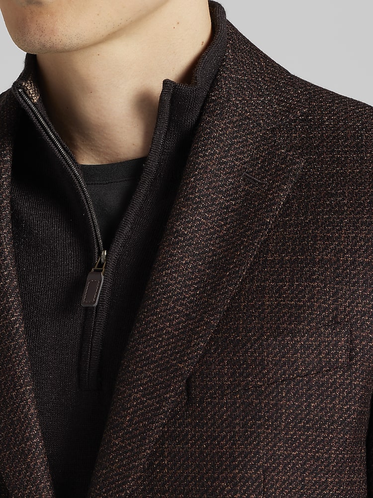 Joseph Abboud Modern Fit Twill Sport Coat, Rust Twill - Burgundy