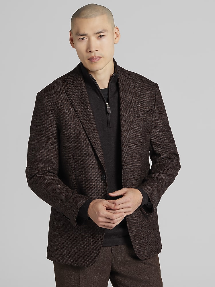 Joseph Abboud Modern Fit Twill Sport Coat, Rust Twill - Burgundy