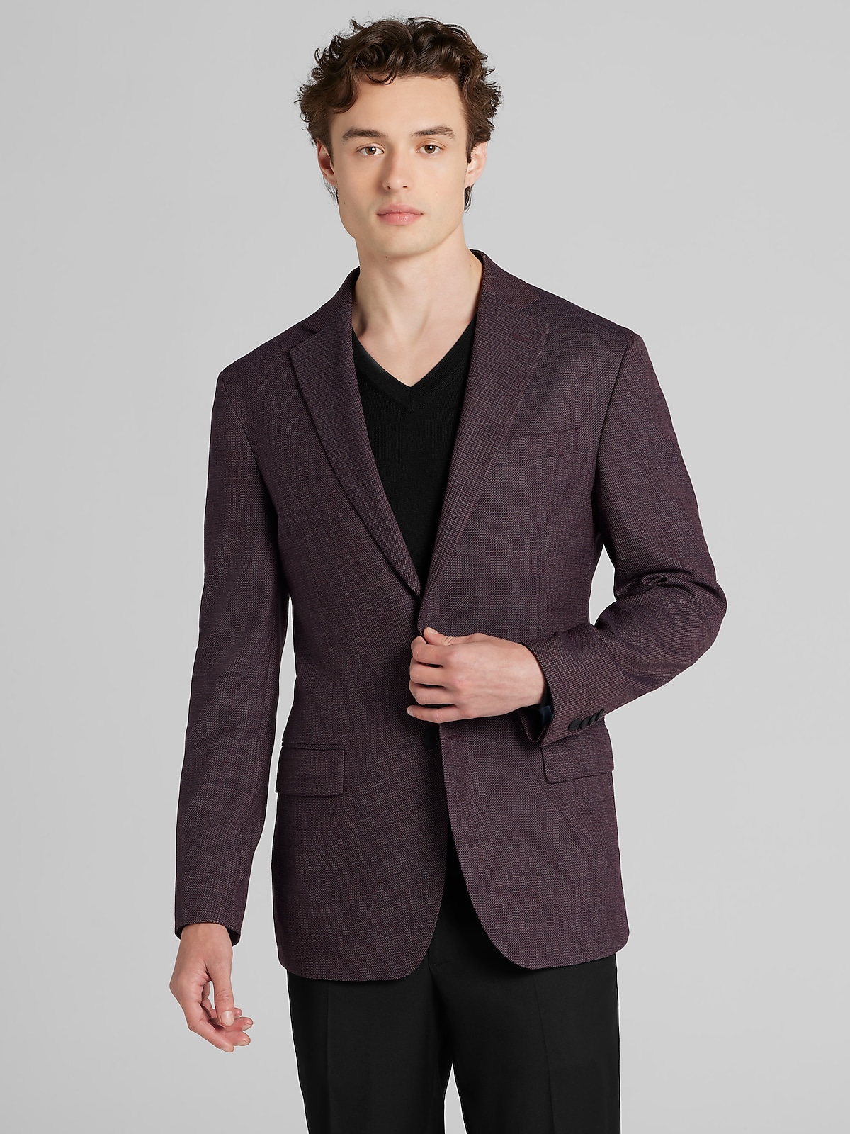 Awearness Kenneth Cole Modern Fit Solid Sport Coat, Berry