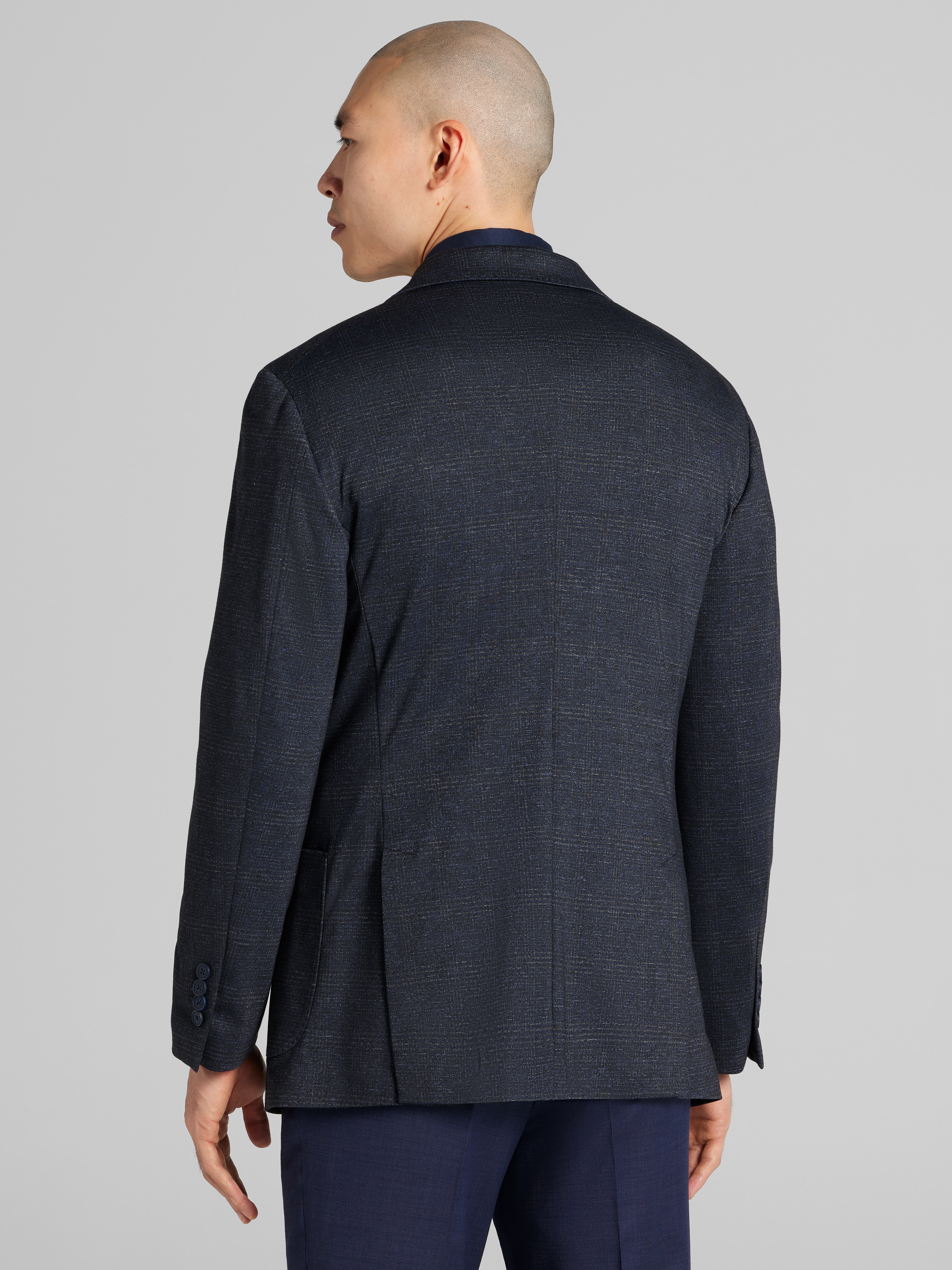 Modern Fit Plaid Knit Sport Coat
