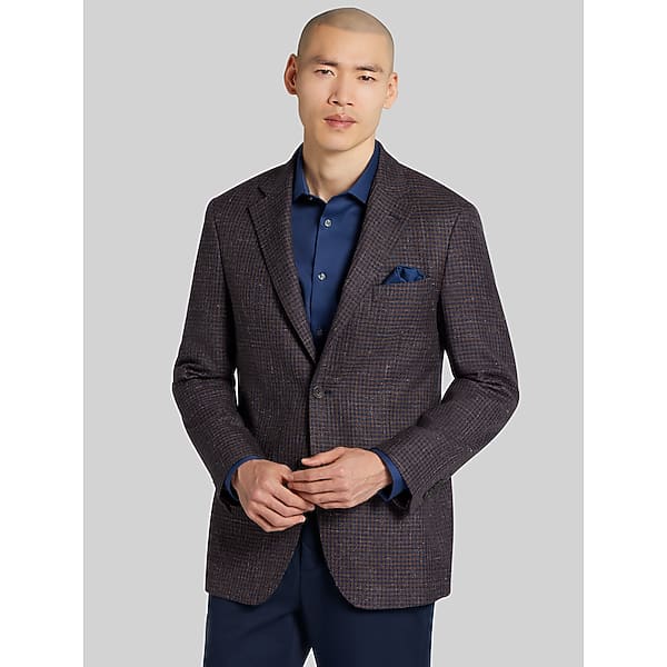 Joseph Abboud Big & Tall Men's Classic Fit Houndstooth Sport Coat Brown/Blue Houndstooth