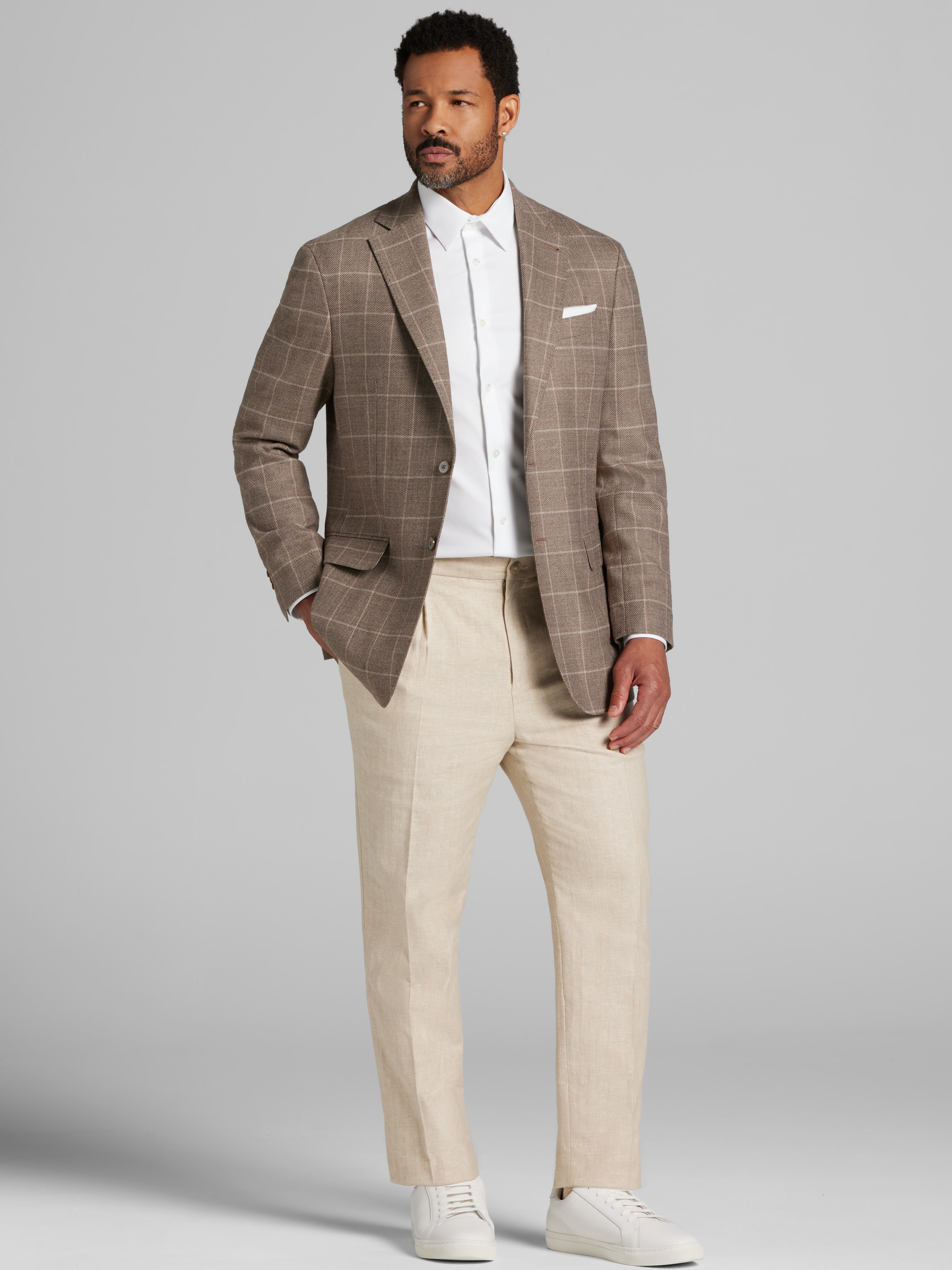 Modern Fit Windowpane Plaid Sport Coat
