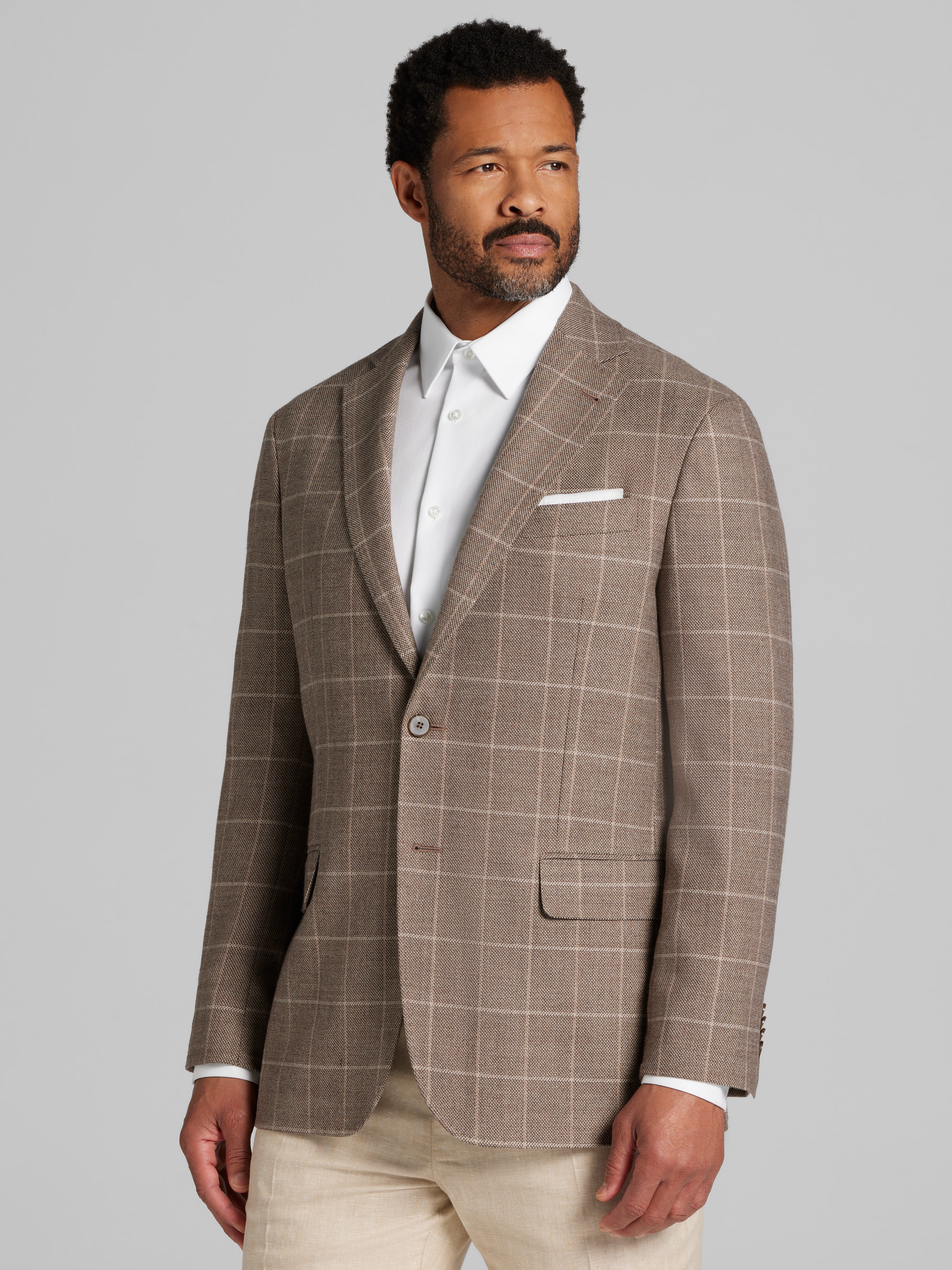 Modern Fit Windowpane Plaid Sport Coat