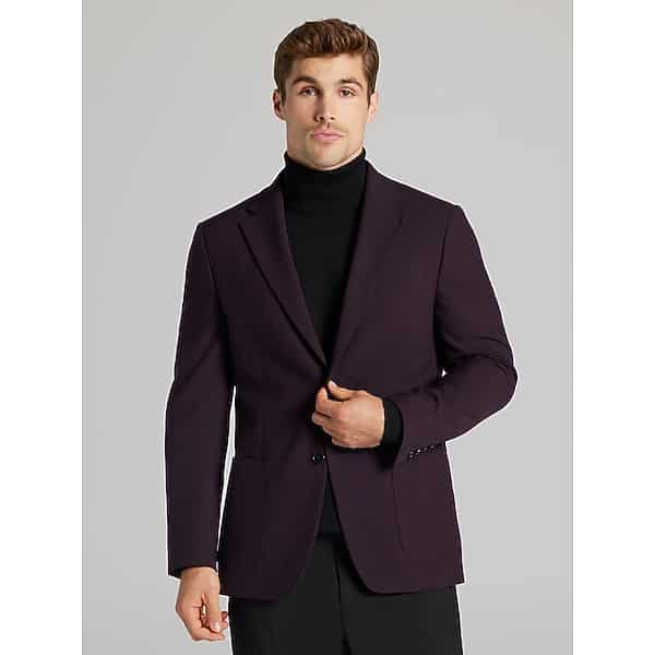 Calvin Klein Men's Slim Fit Sport Coat Burgundy - Size: 50 Regular TMW17LZ50206