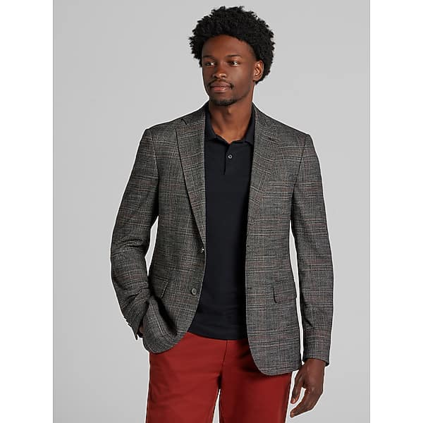 Joseph Abboud Big & Tall Men's Classic Fit Plaid Sport Coat Brown Plaid - Size: 50 Regular