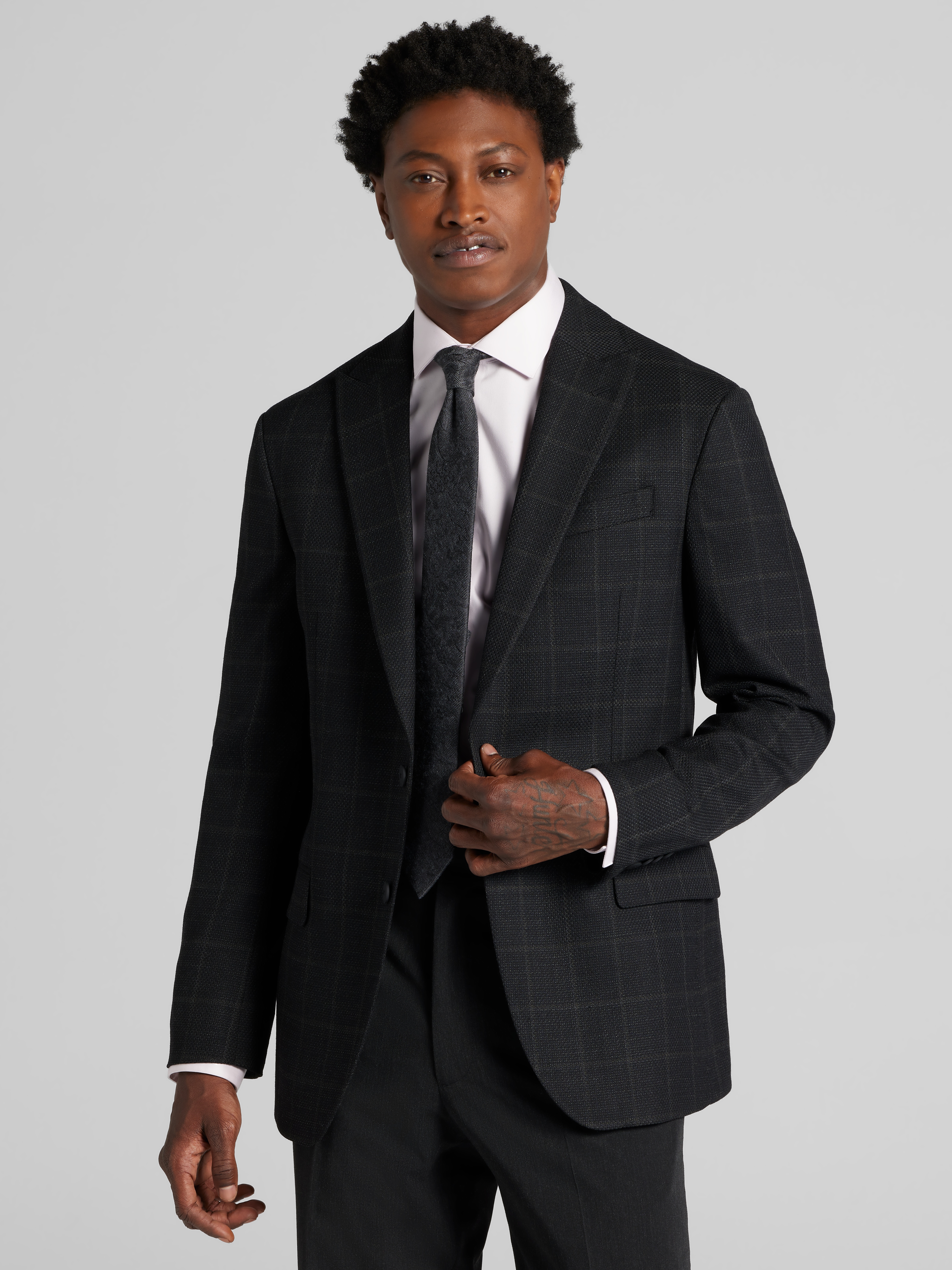 Awearness Kenneth Cole Modern Fit Check Sport Coat, Black