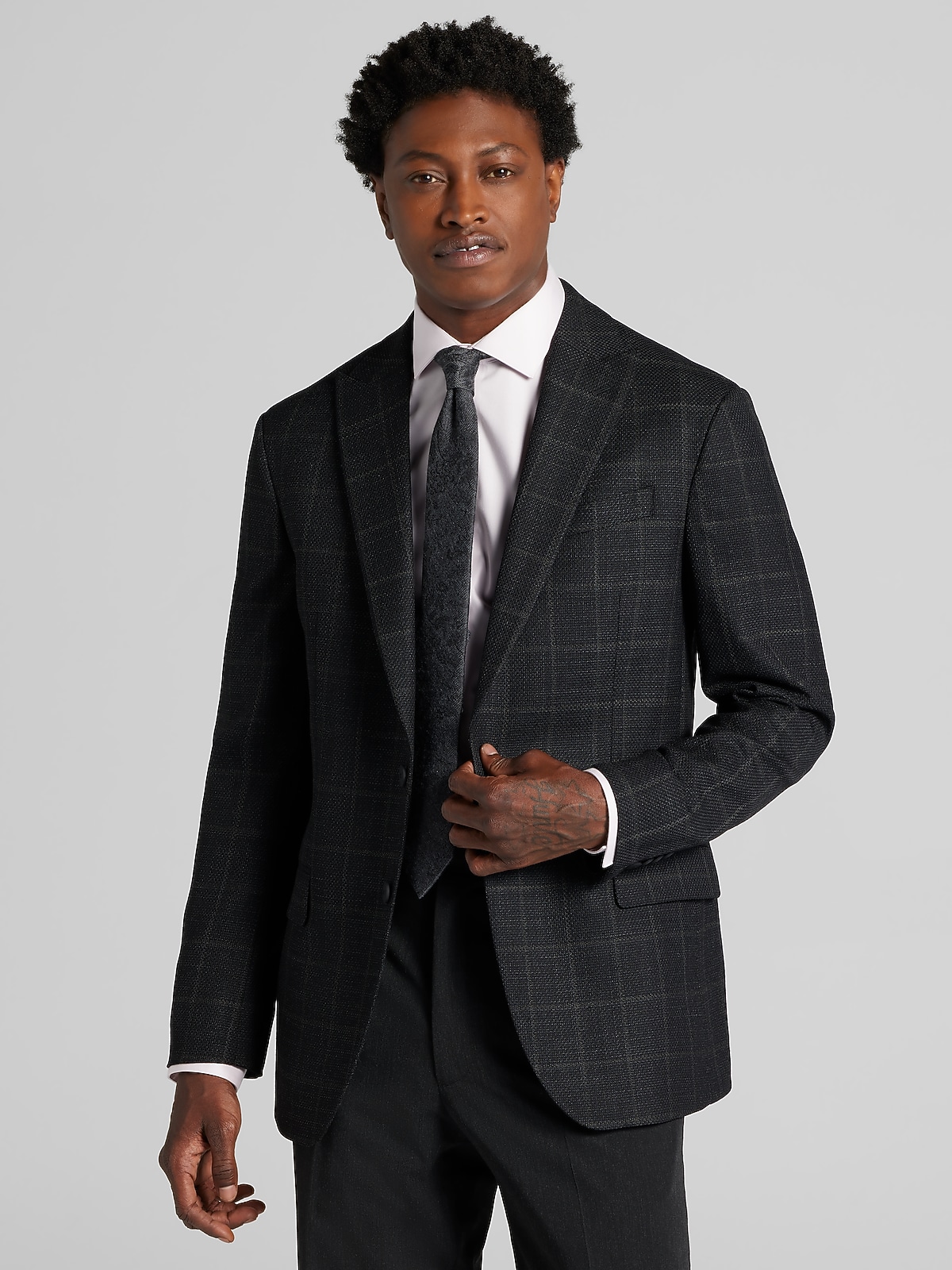 Awearness Kenneth Cole Modern Fit Check Sport Coat, Black