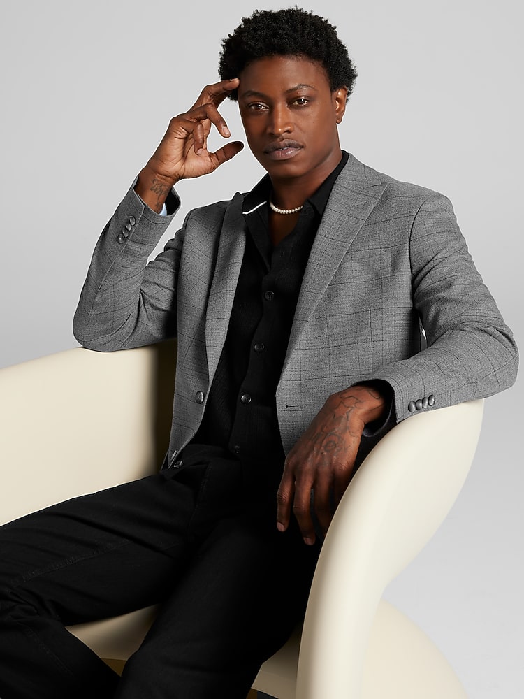 Awearness Kenneth Cole Modern Fit Check Sport Coat, Lt Gray