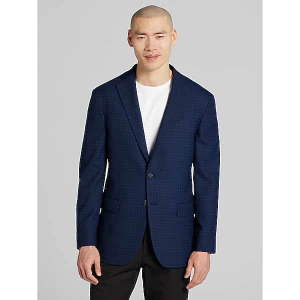 Awearness Kenneth Cole Men's CHILLFLEX Modern Fit Plaid Premium Wool Blend Sport Coat Blue Check