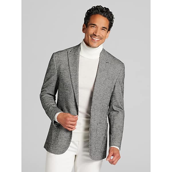 Joseph Abboud Big & Tall Men's Modern Fit Houndstooth Sport Coat Grey/Black Houndstooth - Size: 52 Regular