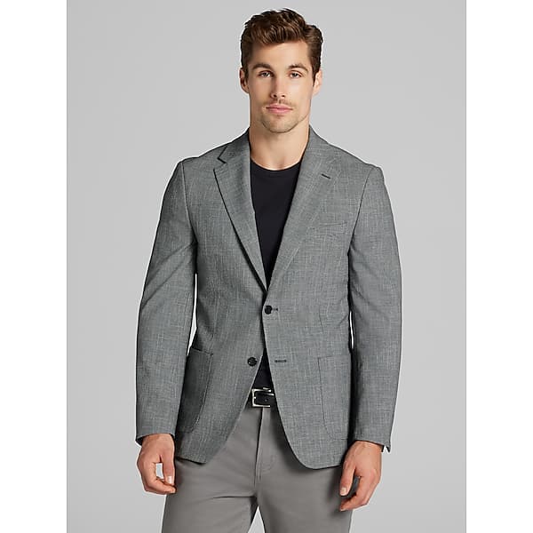 Calvin Klein Big & Tall Men's Slim Fit Sport Coat Grey Neat - Size: 48 Regular TMW17P748274