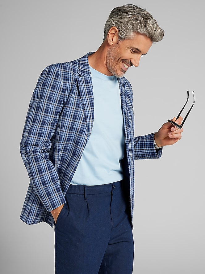 Nautica Modern Fit Tweed Plaid Sport Coat