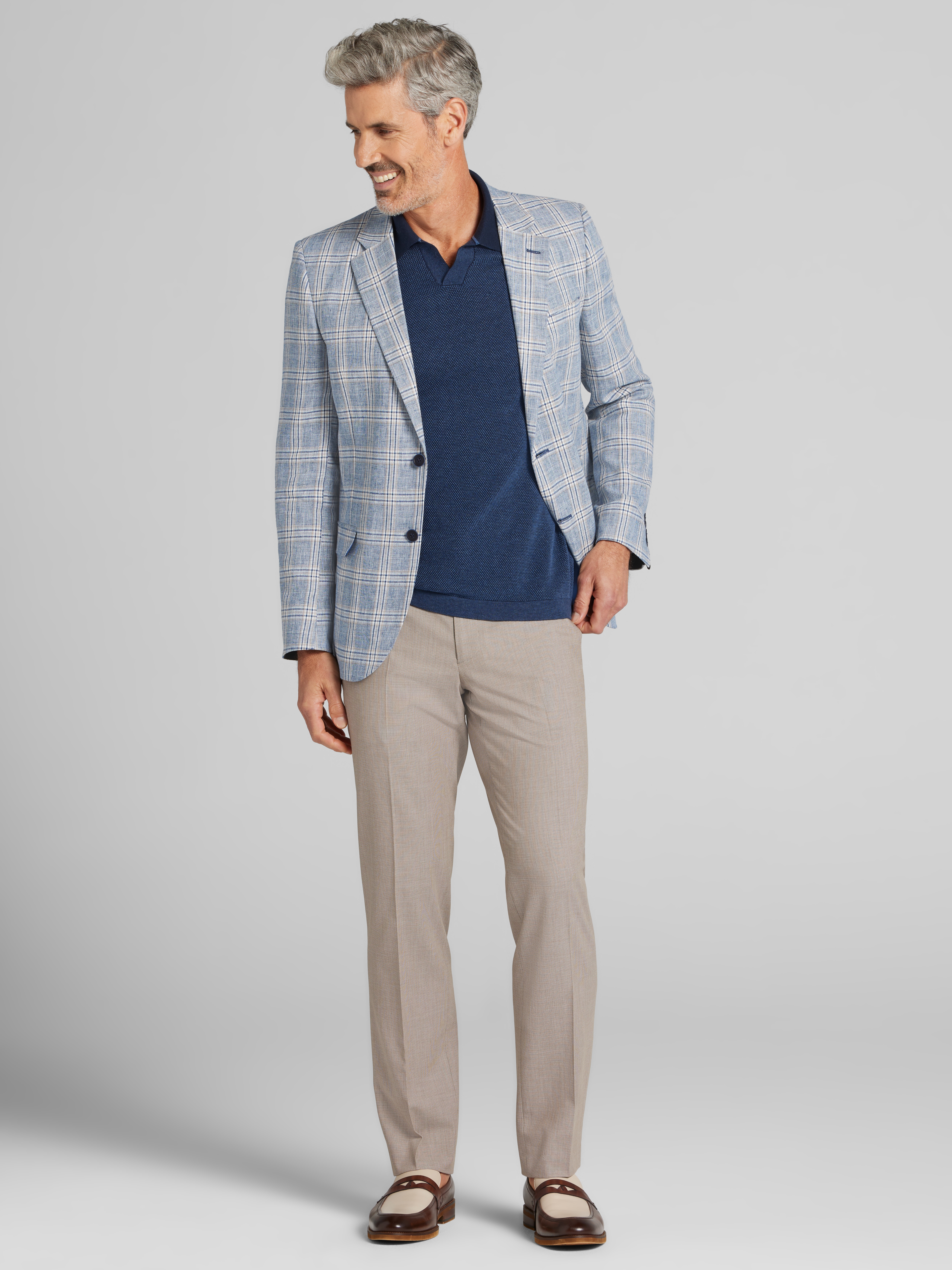 Modern Fit Tweed Plaid Sport Coat