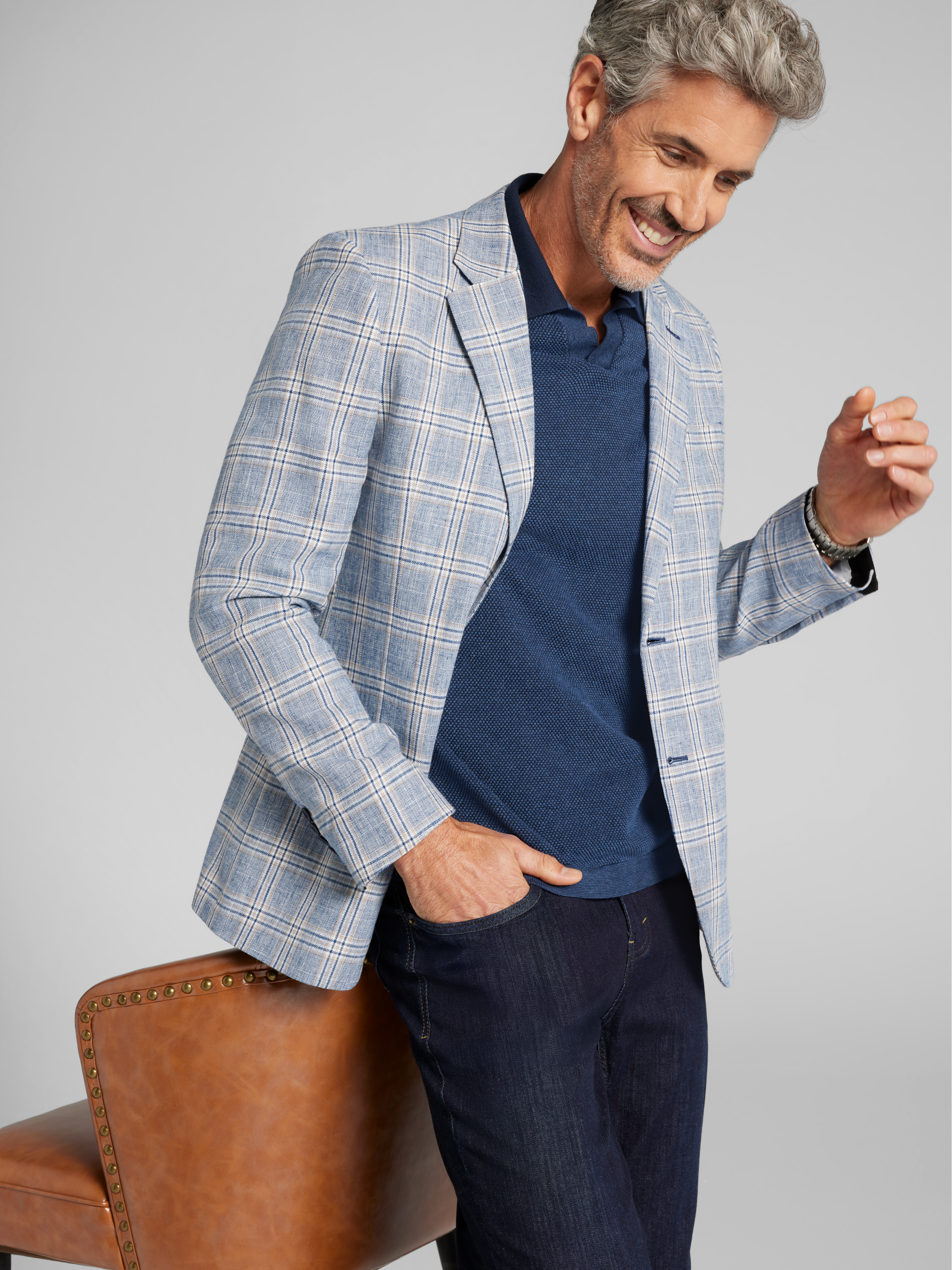 Modern Fit Tweed Plaid Sport Coat